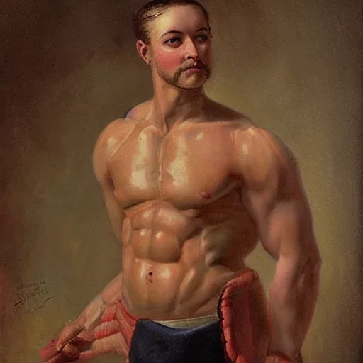 Image similar to an muscular man fine painting, victorian