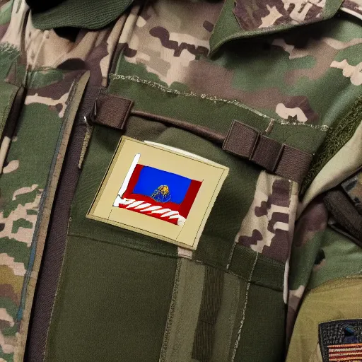 Prompt: bear as Army commander, special forces, Russian flag, realistic,