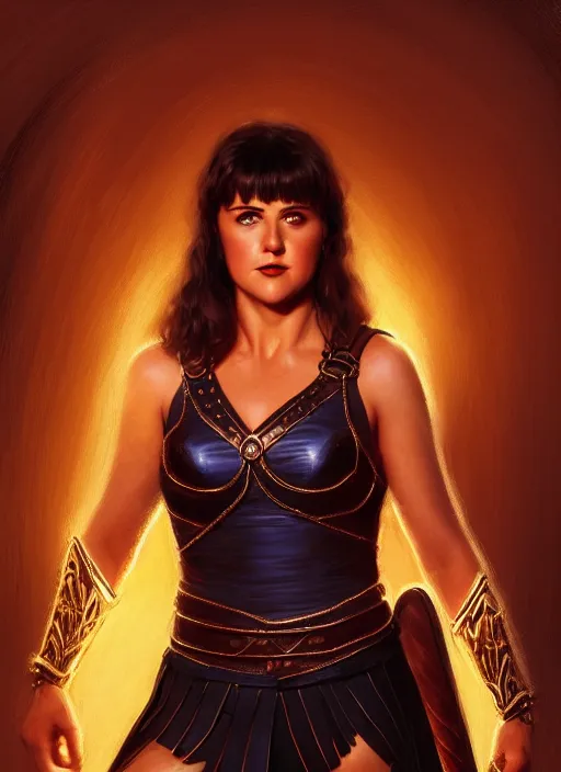 Prompt: portrait of teenage lucy lawless as xena, 1 9 5 0 s, intricate, elegant, glowing lights, highly detailed, digital painting, artstation, concept art, smooth, sharp focus, illustration, art by wlop, mars ravelo and greg rutkowski