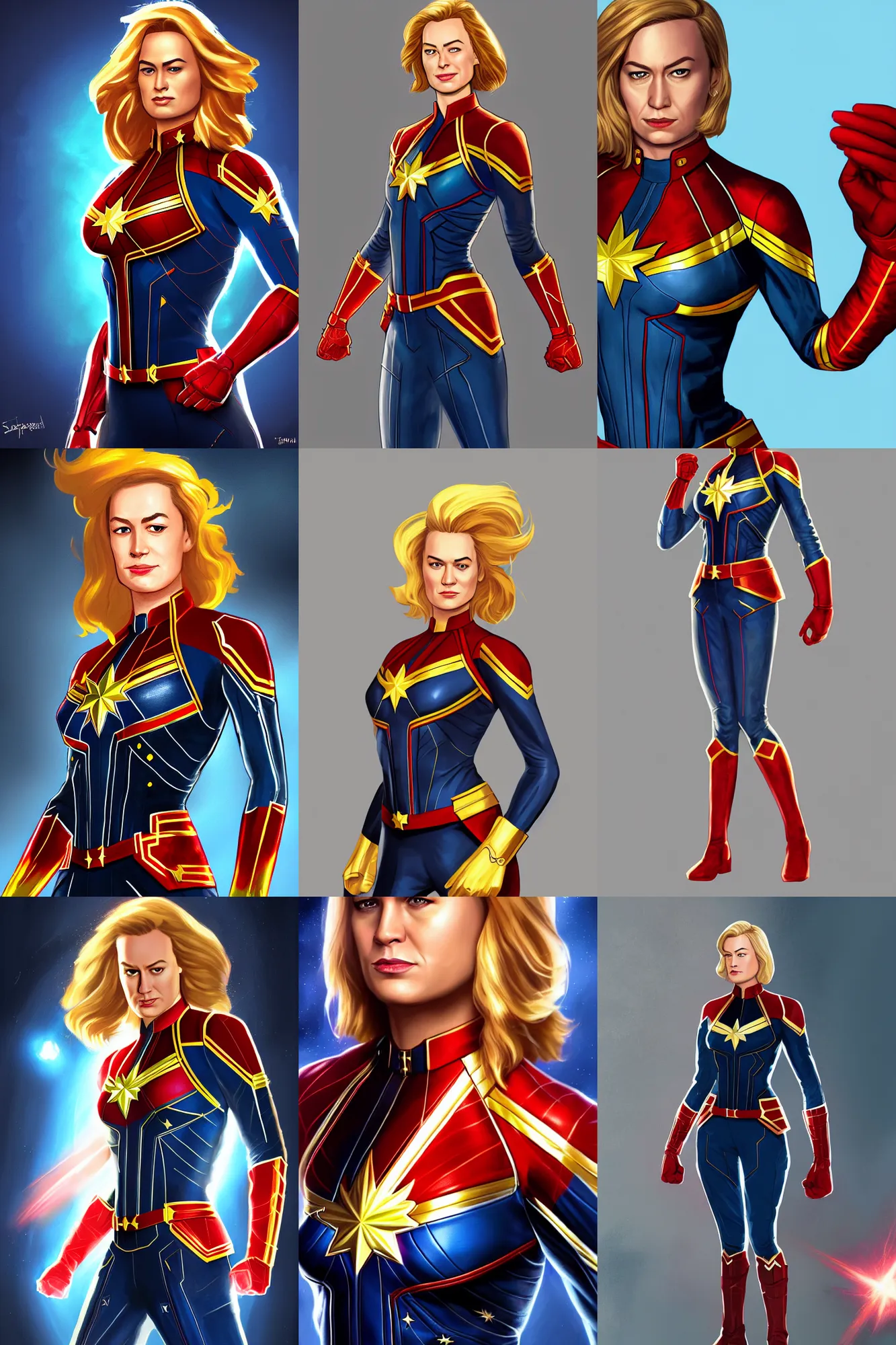 Prompt: full length portrait of captain marvel from marvel, by tom cross, highly detailed, portrait, scifi, digital painting, artstation, concept art, smooth, sharp focc