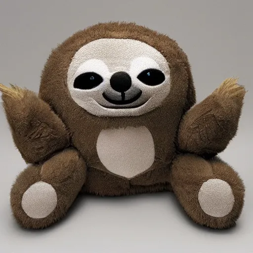 Prompt: an happy sloth plush doll, 8k, cute