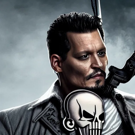 Image similar to Johnny Depp As the punisher 4k detail