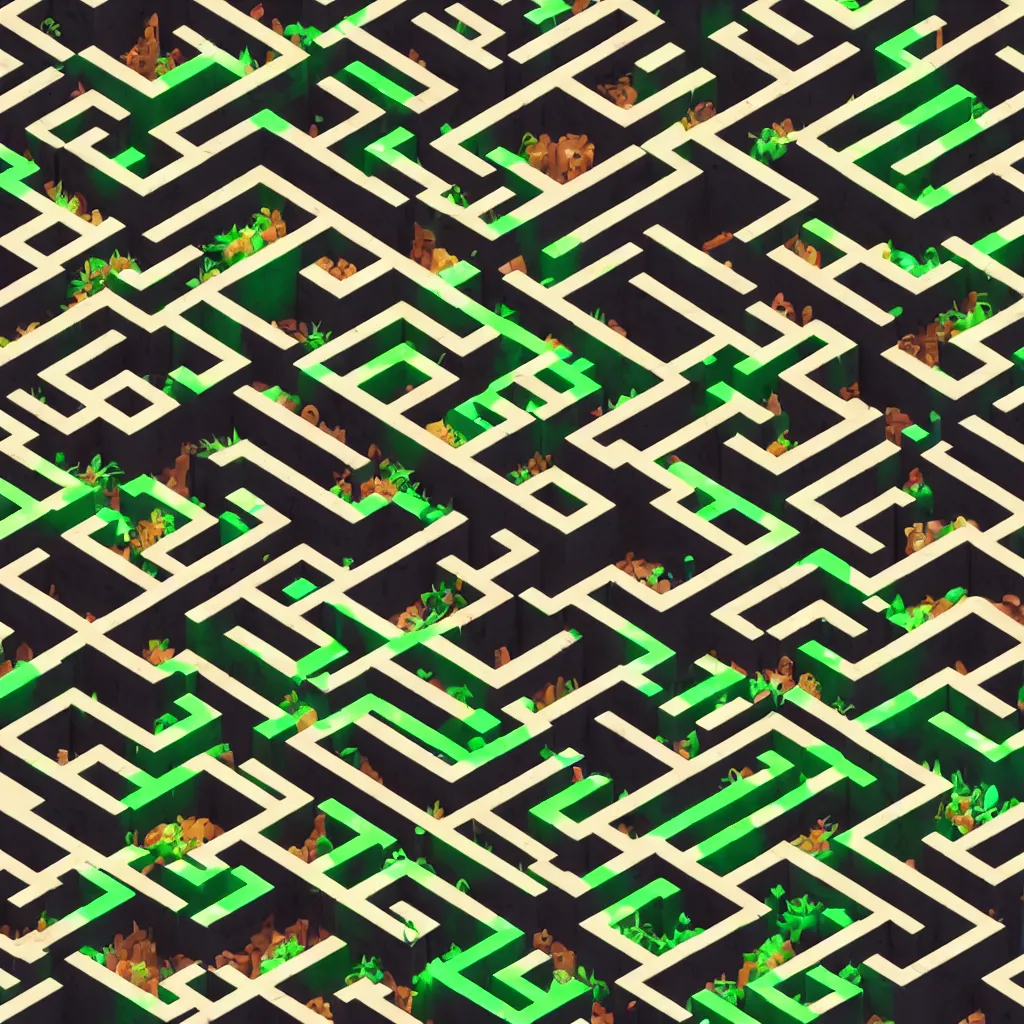 Image similar to wimmelbilder maze made of 80's arcade jungle level, isometric, octane render, particle effects, unreal engine, very sharp, high contrast