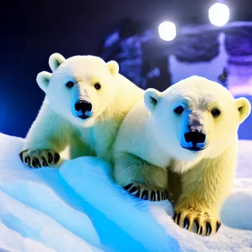 Image similar to little polar bear partying, drink, nigh club