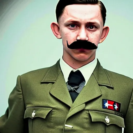 Image similar to tom holland as adolf hitler with mustache