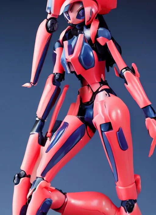 Image similar to Girl in mecha cyber Armor, portrait of the action figure of a girl, with bare legs，in the style of NEON GENESIS EVANGELION，anime figure，full body