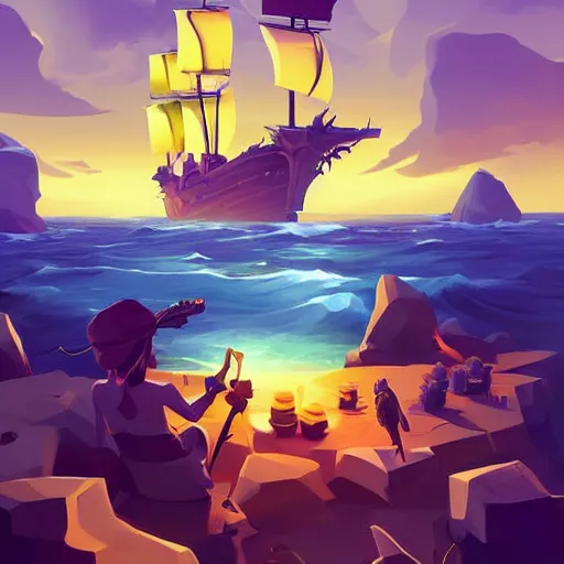 Image similar to painting treasure on sea of thieves game smooth median photoshop filter cutout vector, behance hd by jesper ejsing, by rhads, makoto shinkai and lois van baarle, ilya kuvshinov, rossdraws global illumination