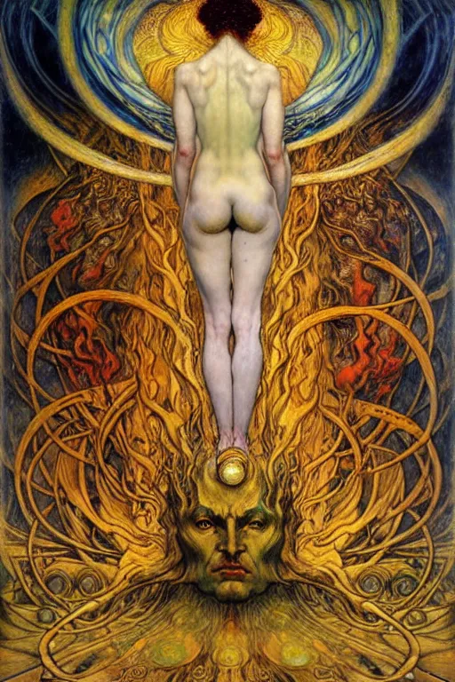 Image similar to Divine Chaos Engine by Karol Bak, Jean Delville, William Blake, Gustav Klimt, and Vincent Van Gogh, symbolist, visionary