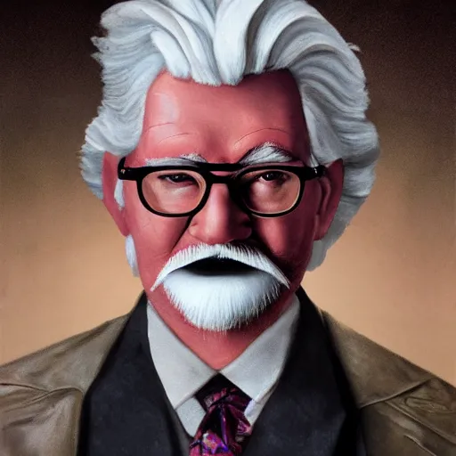 Image similar to colonel sanders, portrait, hyperrealistic, hyperdetailed, horror, 8 k