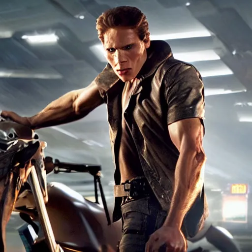 Prompt: Live Action Still of Jerma in The Terminator, real life, hyperrealistic, ultra realistic, realistic, highly detailed, epic, HD quality, 8k resolution, body and headshot, film still