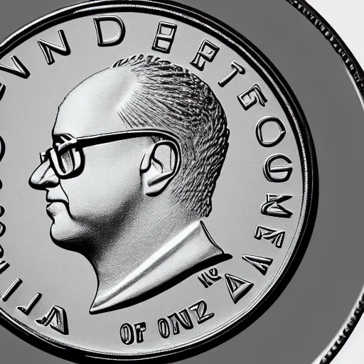 Image similar to a coin featuring the head of Danny Devito