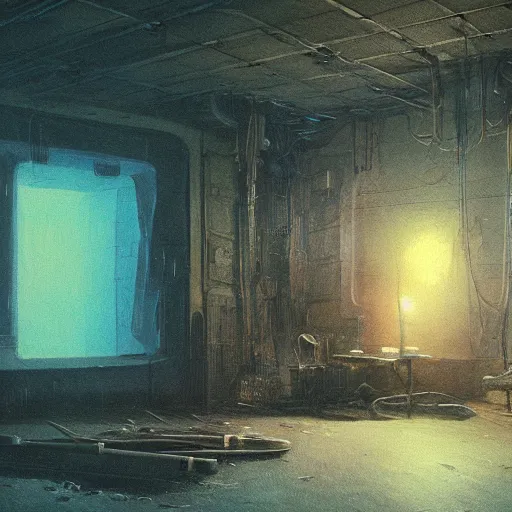 Image similar to detailed painting of bladerunner interior room in yemen, artstation, beksinski, cinematic