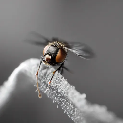 Prompt: a macro photograph of a fly with the head of donald trump