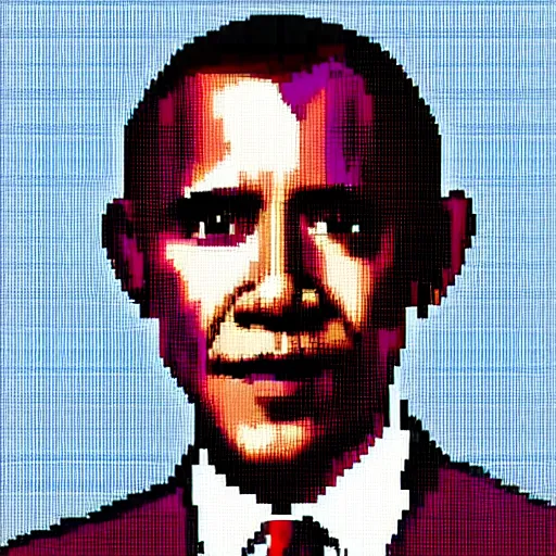 Prompt: portrait of barack obama, pixel art, colorful,