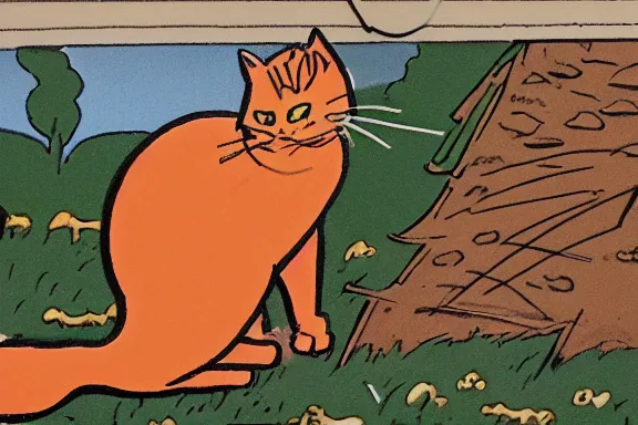 Image similar to a detailed panel of the comic heathcliff starring heathcliff the orange cat, award - winning crisp details