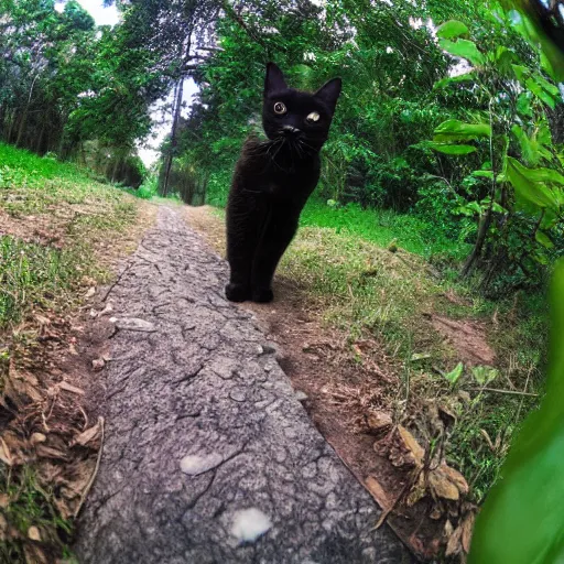 Image similar to cat on trail-cam, slight fish-eye lens