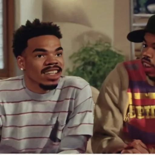 Image similar to a tv still of Chance The Rapper starring as a college student in a 1993 black sitcom