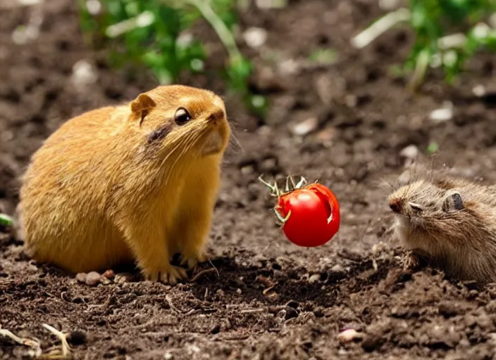 Image similar to gopher eating a tomato