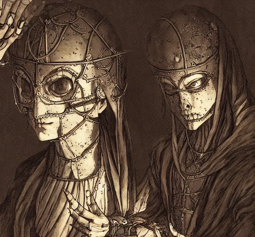 Prompt: a girl student is studying about scary medieval european history, illustrated on transparent glass by katsuhiro otomo, yoshitaka amano, and artgerm. 3 d shadowing effect, 8 k resolution.
