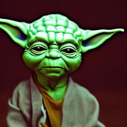 Image similar to sad yoda in toilet