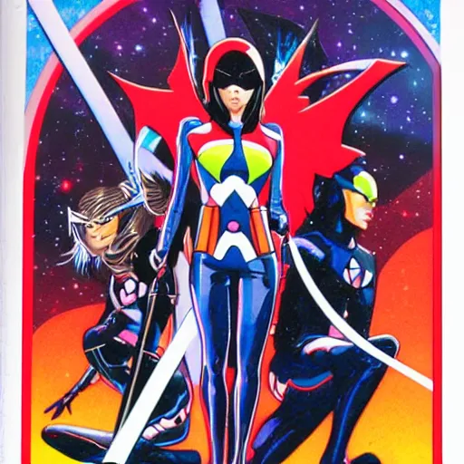 Prompt: space science ninja team gatchaman drsigned by alex ross hr giger moebius - w 9 6 0