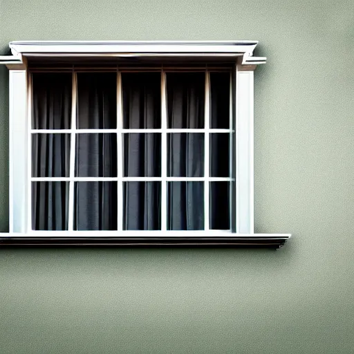 Image similar to a detailed photograph of the outside of a house with curtains in the windows 8 k, highly detailed, editorial, someone is watching you from behind the curtain