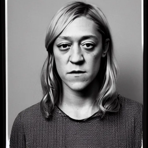 Image similar to Mugshot Portrait of Chloe Sevigny, taken in the 1970s, photo taken on a 1970s polaroid camera, grainy, real life, hyperrealistic, ultra realistic, realistic, highly detailed, epic, HD quality, 8k resolution, body and headshot, film still, front facing, front view, headshot and bodyshot, detailed face, very detailed face