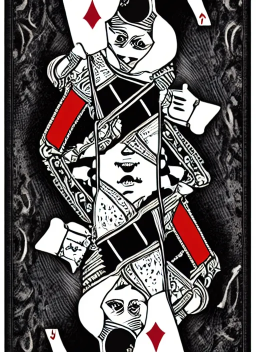 Image similar to queen of spades playing card in the style of marvel