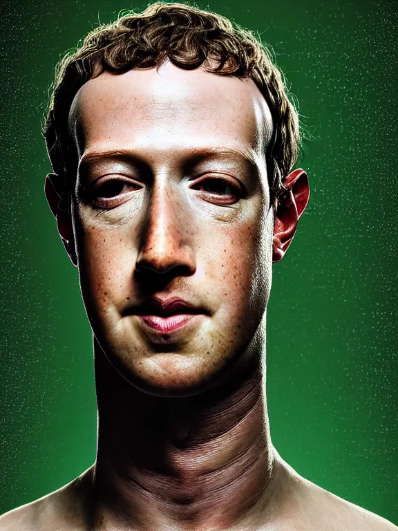 Prompt: portrait of a mark zuckerberg, skin peeling to reveal green! scales!, forked snake tongue sticking out, art by ryo shiotani and greg rutkowski, intricate, beautiful, portrait photography cinematic lighting, vintage art by serge ivanoff, high resolution, very detailed