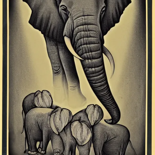 Image similar to art nouveau photo of an elephant