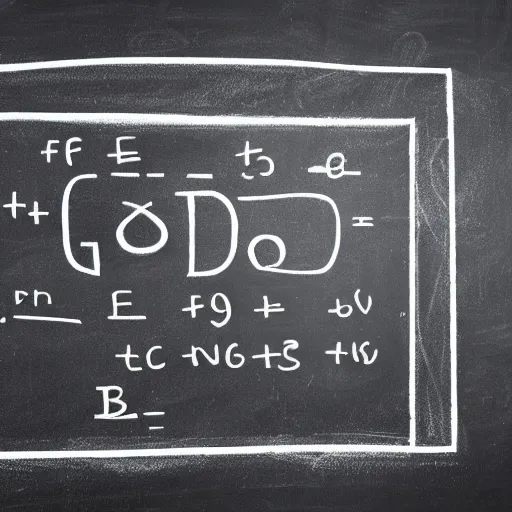Prompt: god of mathematics in front of a blackboard, solving the formula of the universe