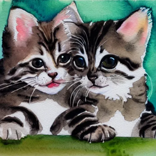 Prompt: cute kittens, watercolor
