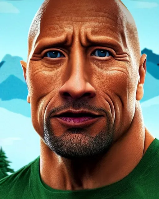 Prompt: film still close - up shot of dwayne johnson in the movie south park bigger, longer & uncut. photographic, photography