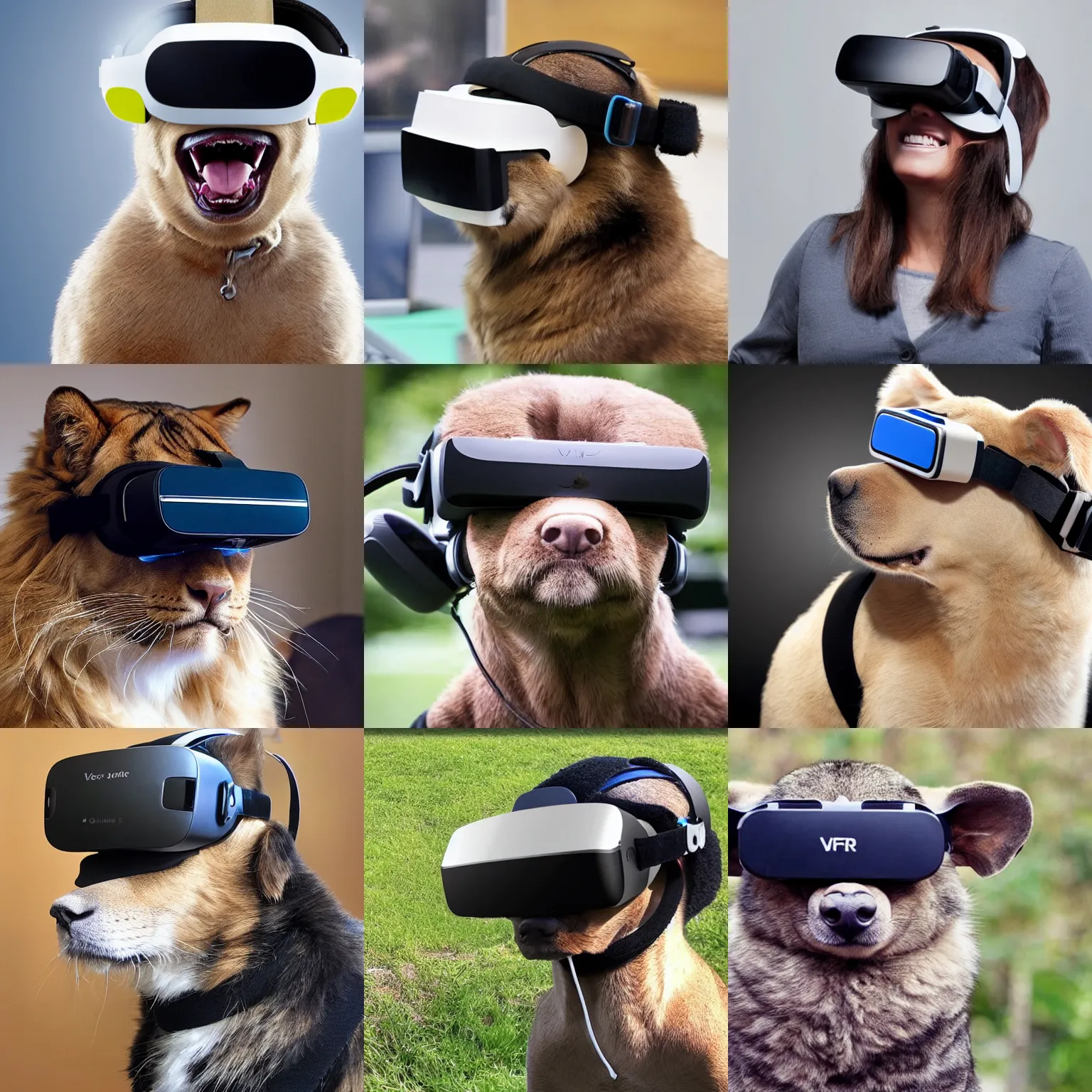 Prompt: animal wearing vr headset