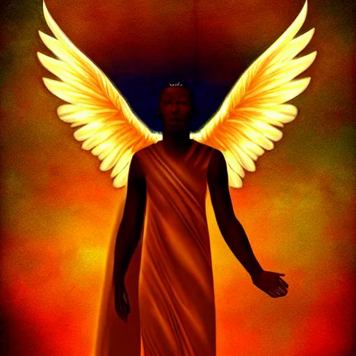 Prompt: an angel of the dawn light, in the heavens by ronald conn iii rc 3 studios digital art