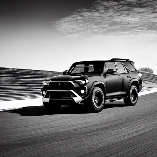 Image similar to GT4 4Runner black plain livery simple mono color, racing on track photo 2022