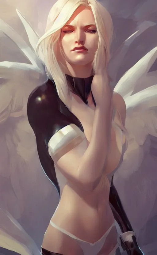 Image similar to emma frost, highly detailed, digital painting, artstation, facing camera, concept art, smooth, sharp focus, illustration, art by artgerm and greg rutkowski, high definition digital art, dramatic lighting, in the style of ilya kuvshinov and Ross tran