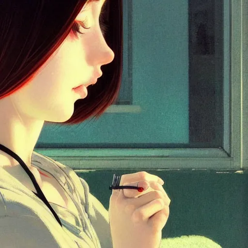 Prompt: beautiful photography, youth teen miserable loner girl, focus close on detesting eyes, soft skin, seventies giallo film by ilya kuvshinov monet range murata artgerm katsuhiro otomo norman rockwell, highly detailed intricately sharp focus, bedroom eyes trending on pinterest vogue italia 3 5 mm, 4 k uhd image