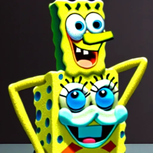 Prompt: spongebob squarepants, stone sculpture.