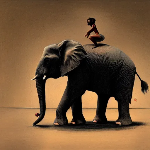 Image similar to elephant wearing a tutu teaching ballet, greg rutkowski