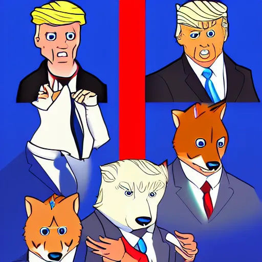 Image similar to an illustration of donald trump as fox furry