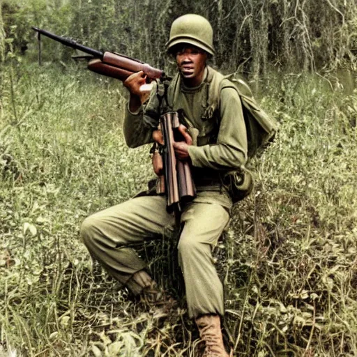 Image similar to american soldier in the swamps of louisiana in the 1 9 5 0 s holding an m 1 garand photograph