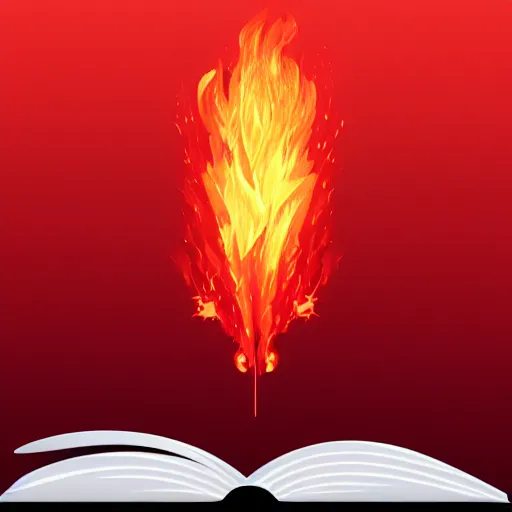 Image similar to 2 dimensional, vector, low poly, white fire hovering over an open book icon, red background, cgsociety, artstation