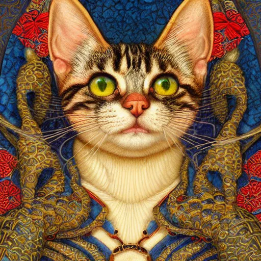 Prompt: tilework of cats by Chie Yoshii and Casey Weldon and Guillermo del toro and , ornate, dynamic, particulate, rich colors, intricate, elegant, highly detailed, centered, digital painting, artstation, concept art, smooth, sharp focus, illustration, octane render