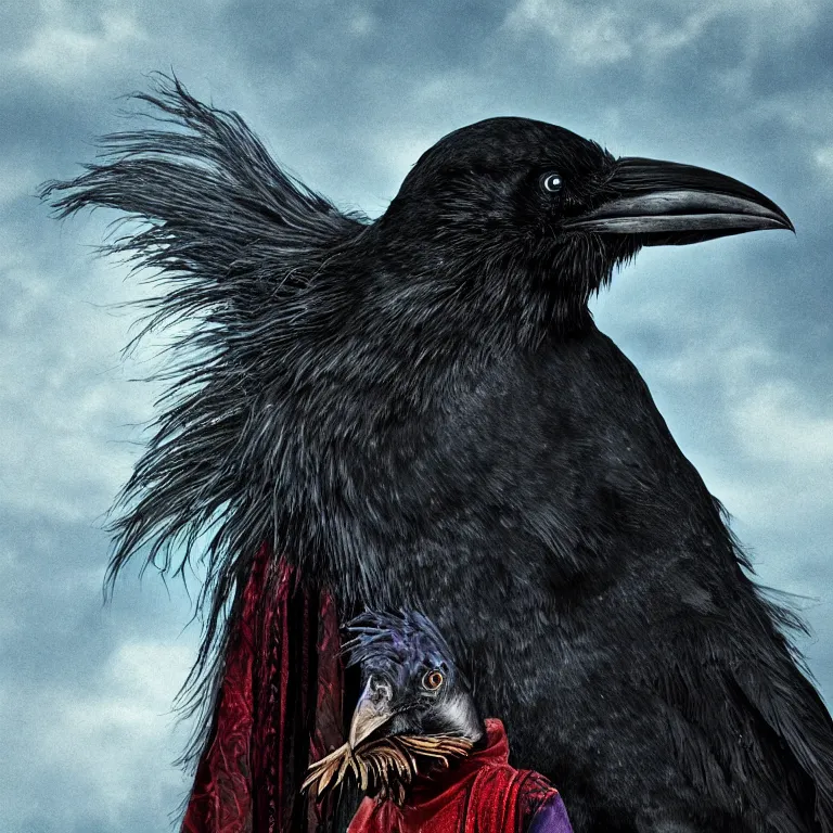 Prompt: A wizard with a raven head, 4k