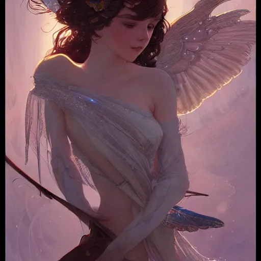 Image similar to beautiful angelic seductive fairy, fantasy, intricate, cinematic lighting, highly detailed, digital painting, artstation, smooth, sharp focus, illustration, art by Akihiko Yoshida, Greg Rutkowski and Alphonse Mucha, by Pixar