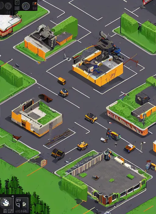 Prompt: project zomboid super glitch, isometric view, out numbered