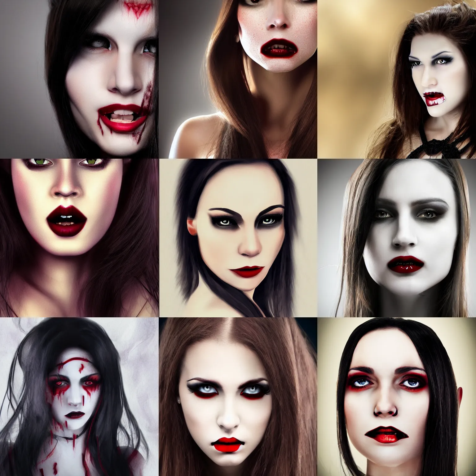 Prompt: close up face female portrait, Vampire Vampire,