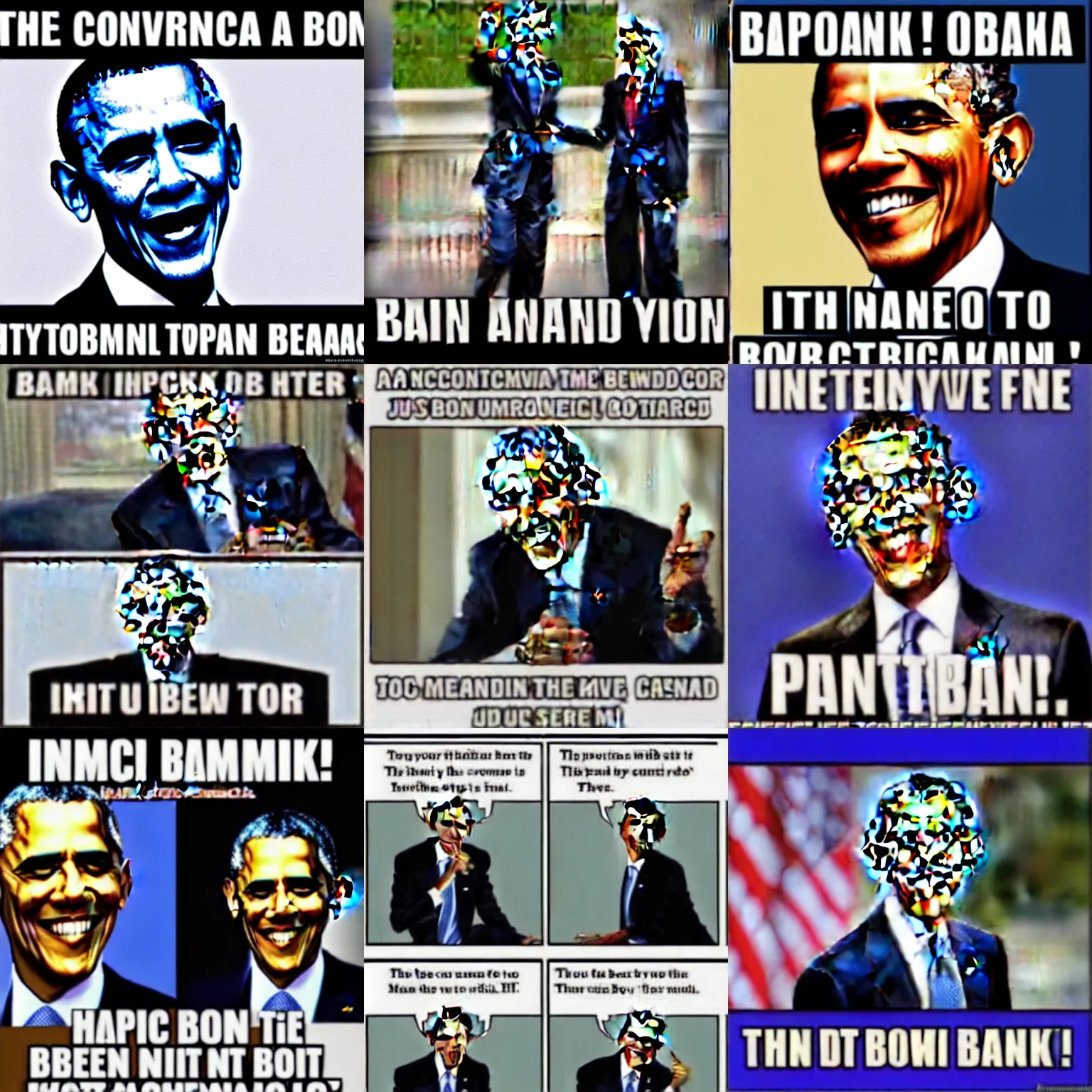 Image similar to a hilarious conservative Barack Obama meme, iFunny Impact font bottom text