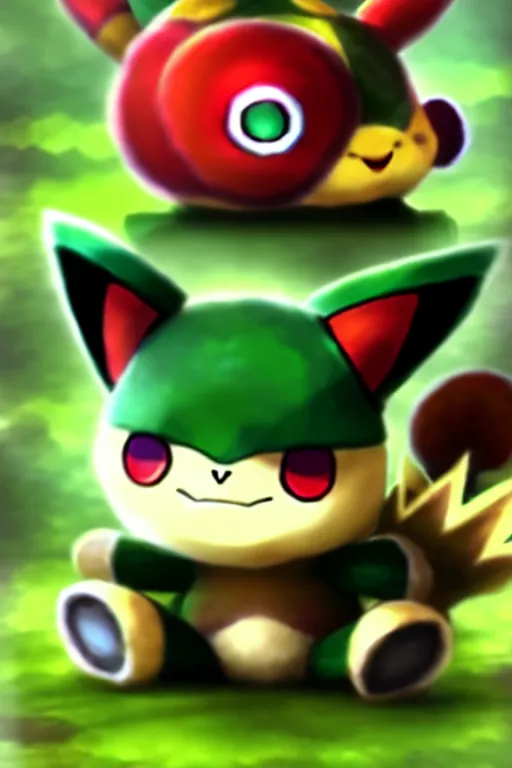 Image similar to teemo, a pokemon trading card of teemo, highly detailed pokemon trading card screenshot